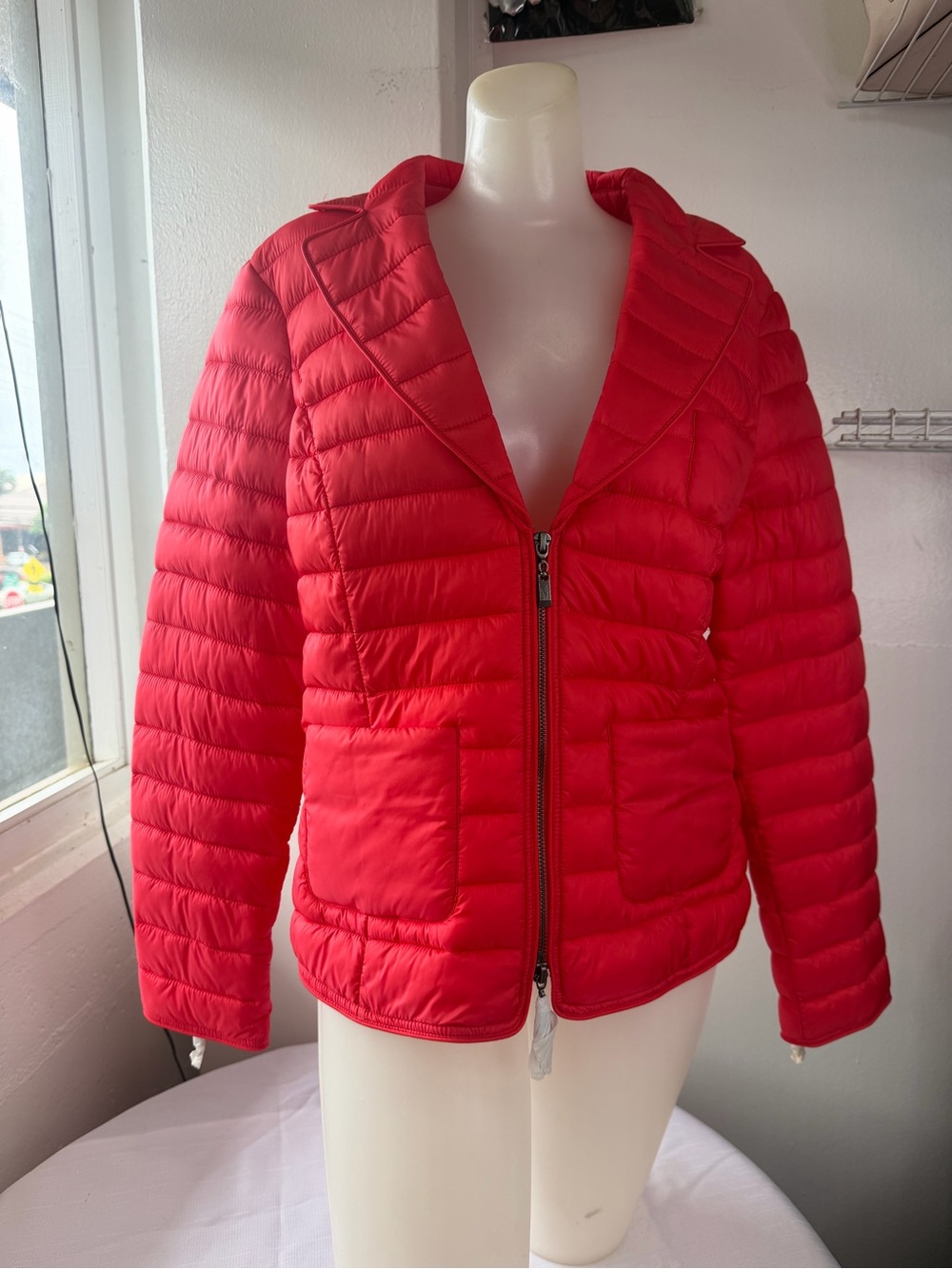 Madeleine Red Quilted Puffer Blazer Jacket NWT Size 16